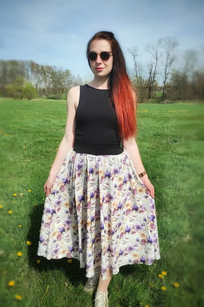 Sukně pavučinka - FIALOVÉ KVĚTY