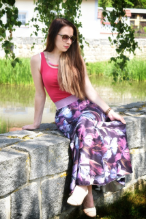Sukně pavučinka - AKVARELOVÉ KVĚTY